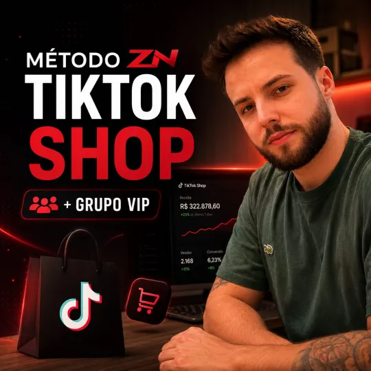Capa do curso Método ZN TikTok Shop com o criador e o selo Grupo VIP